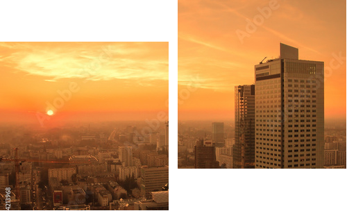 Sunset over Warsaw downtown - Zweiteiliges Leinwandbild, Diptychon