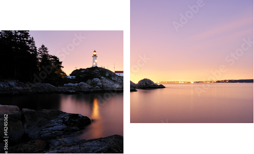 Point Atkinson Lighthouse in West Vancouver, Long Exposure - Zweiteiliges Leinwandbild, Diptychon