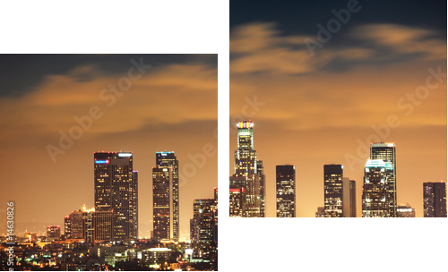 Downtown Los Angeles skyline - Zweiteiliges Leinwandbild, Diptychon