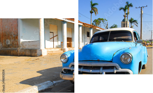 oldtimer car in cuba - Zweiteiliges Leinwandbild, Diptychon