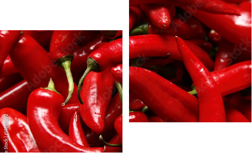 Red hot chilli peppers – papryka chilli na ścianie
 - Zweiteiliges Leinwandbild, Diptychon
