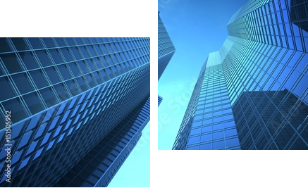 Skyscrappers in the sky. 3d Illustration - Zweiteiliges Leinwandbild, Diptychon
