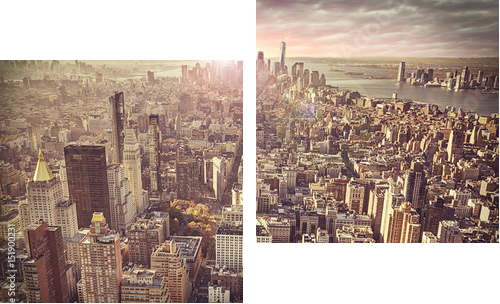 New York city skyline, sunrise in background. - Zweiteiliges Leinwandbild, Diptychon
