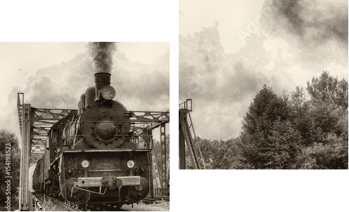 Old steam locomotive - Zweiteiliges Leinwandbild, Diptychon