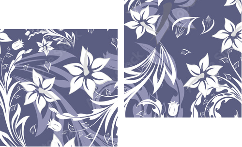 seamless floral background - Zweiteiliges Leinwandbild, Diptychon