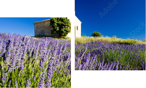 chapel, Plateau de Valensole, Provence, France - Zweiteiliges Leinwandbild, Diptychon