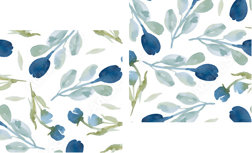 pattern of wildflowers and leaves on white background - Zweiteiliges Leinwandbild, Diptychon