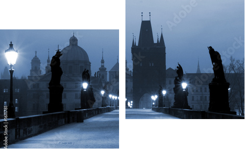 charles bridge, (blue) prague - Zweiteiliges Leinwandbild, Diptychon