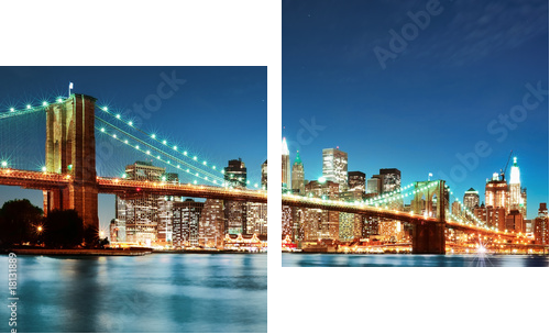 Brooklyn bridge at night - Zweiteiliges Leinwandbild, Diptychon