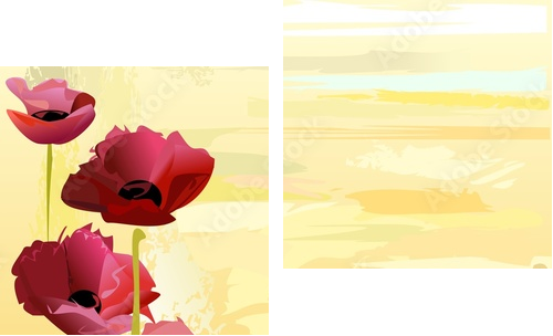 Painted poppies background - Zweiteiliges Leinwandbild, Diptychon