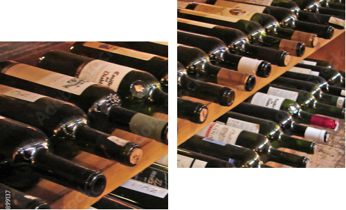 vine bottles - Zweiteiliges Leinwandbild, Diptychon