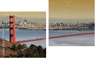 photo of the golden gate bridge at evening - Zweiteiliges Leinwandbild, Diptychon