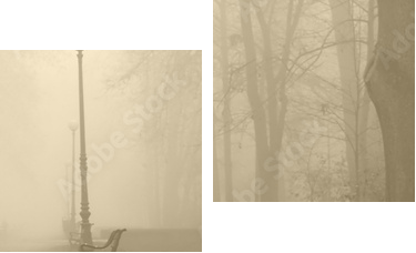 Czerwień otulona mgłą.
 - Zweiteiliges Leinwandbild, Diptychon