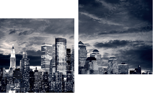 New York City Downtown from Jersey side - Zweiteiliges Leinwandbild, Diptychon
