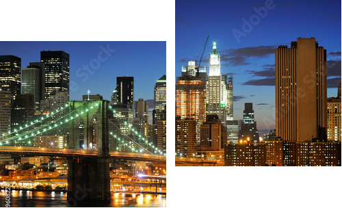 New york Manhattan bridge after sunset - Zweiteiliges Leinwandbild, Diptychon