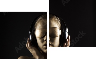 gold bodypainted girl - Zweiteiliges Leinwandbild, Diptychon