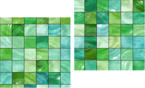 Shiny seamless green tiles texture - Zweiteiliges Leinwandbild, Diptychon