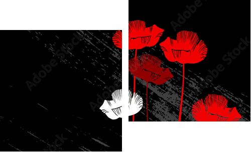 floral background, poppy with a space for your text - Zweiteiliges Leinwandbild, Diptychon
