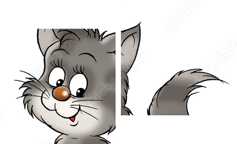 small grey kitten - Zweiteiliges Leinwandbild, Diptychon