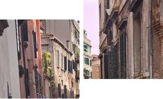 Small Side Canal Reflection Venice Italy - Zweiteiliges Leinwandbild, Diptychon