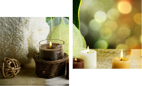 Spa and body care treatment.Blurred Background - Zweiteiliges Leinwandbild, Diptychon
