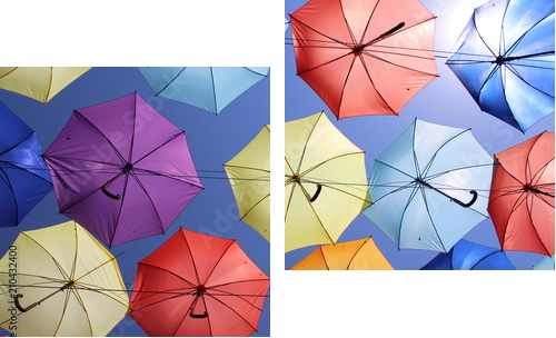 olor palette of umbrellas. - Zweiteiliges Leinwandbild, Diptychon