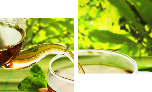 Pouring Healthy Tea - Zweiteiliges Leinwandbild, Diptychon