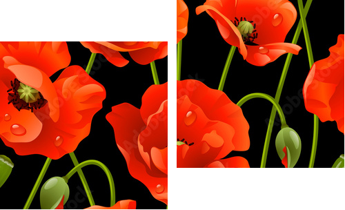 Seamless background: poppy - Zweiteiliges Leinwandbild, Diptychon