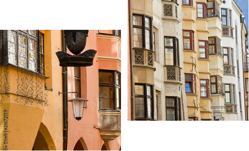 Row of old colorful buildings - Zweiteiliges Leinwandbild, Diptychon