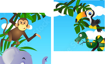 Wild animal in the tropical jungle - Zweiteiliges Leinwandbild, Diptychon
