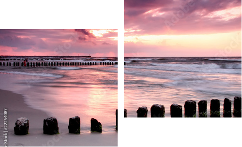 Calmness.Beautiful sunset at Baltic sea. - Zweiteiliges Leinwandbild, Diptychon