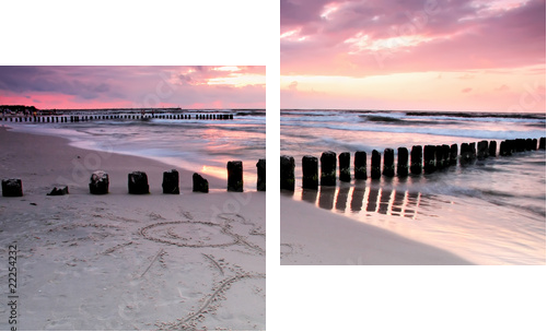 CalmnessBeautiful sunset with symbol of love - Zweiteiliges Leinwandbild, Diptychon