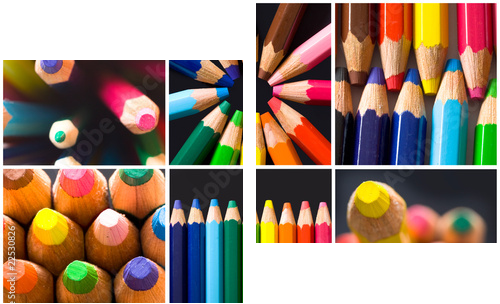 collage of colorful pencils - Zweiteiliges Leinwandbild, Diptychon