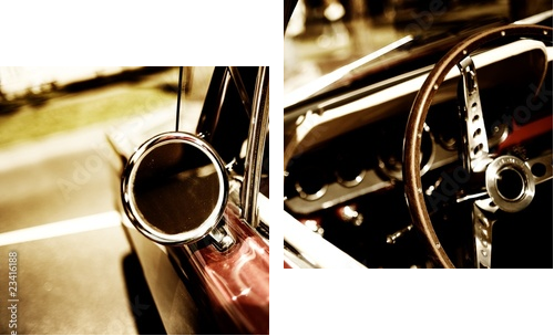 retro car fragment - Zweiteiliges Leinwandbild, Diptychon