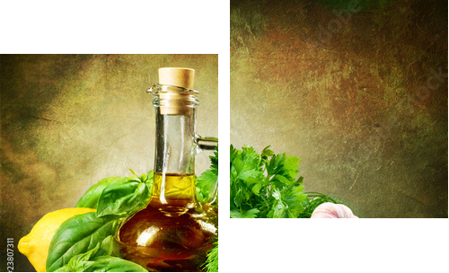 Oliwa aromatyzowana zdrowymi przysmakami
 - Zweiteiliges Leinwandbild, Diptychon