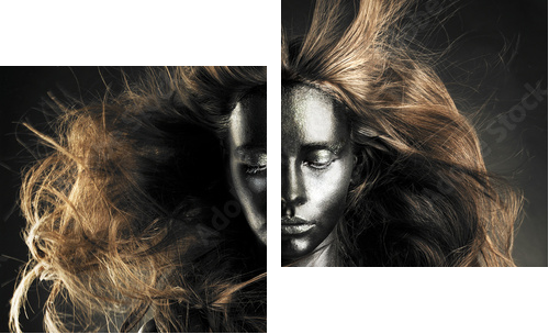 Beautiful woman with black skin - Zweiteiliges Leinwandbild, Diptychon
