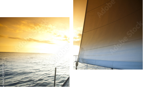 Sailing and sunset sky - Zweiteiliges Leinwandbild, Diptychon
