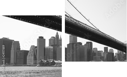 New York City Brooklyn bridge black & white - Zweiteiliges Leinwandbild, Diptychon