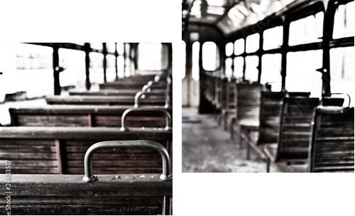 chairs in vintage train - Zweiteiliges Leinwandbild, Diptychon
