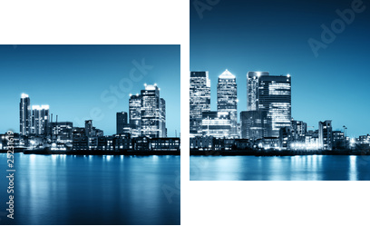 Panoramic picture of Canary Wharf view from Greenwich - Zweiteiliges Leinwandbild, Diptychon