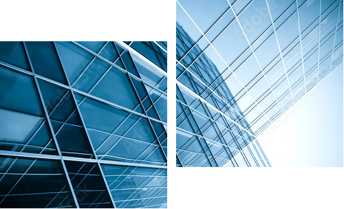 modern glass silhouettes of skyscrapers at night - Zweiteiliges Leinwandbild, Diptychon