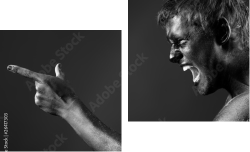 shouting man - Zweiteiliges Leinwandbild, Diptychon