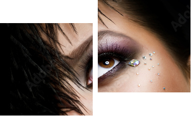 Fashion Girls FacePerfect makeupIsolated on Black - Zweiteiliges Leinwandbild, Diptychon