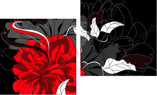 Background with red flower - Zweiteiliges Leinwandbild, Diptychon