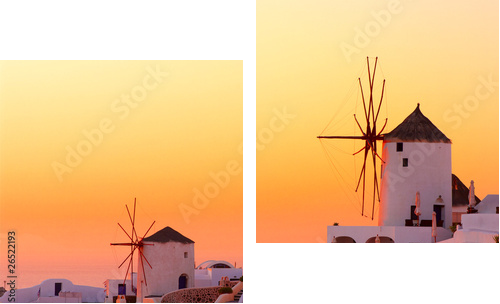 Santorini sunset - Zweiteiliges Leinwandbild, Diptychon