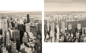 Manhattan z lotu ptaka – panorama w stylu vintage
 - Zweiteiliges Leinwandbild, Diptychon