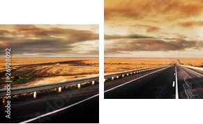 panorama drogi w zachmurzony dzień
 - Zweiteiliges Leinwandbild, Diptychon