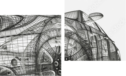 3d model cars - Zweiteiliges Leinwandbild, Diptychon