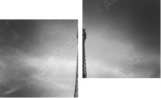 Tour Eiffel et voiture rouge- Paris - Zweiteiliges Leinwandbild, Diptychon