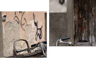 Italian old-style bicycles in Lucca, Tuscany - Zweiteiliges Leinwandbild, Diptychon